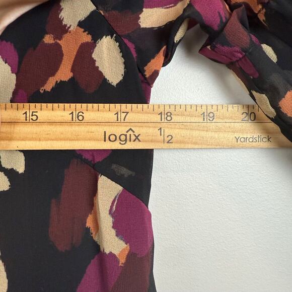 Adelyn Rae Mini Dress Women's XS Multicolor Printed‎ Sheer Ruffle Sleeve Party - Picture 8 of 9